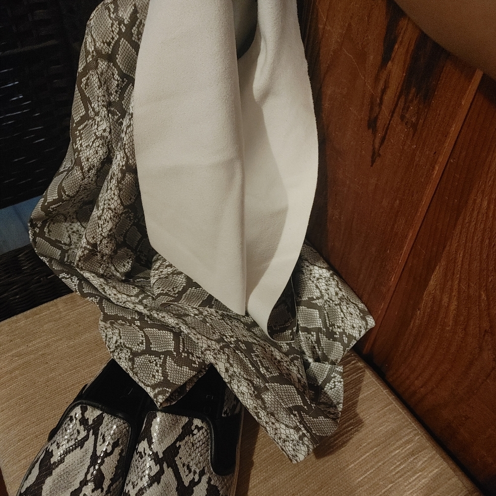 Elie Tahari Snakeskin Jacket paired with a matching pair of Aldo Python Sneakers